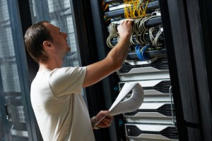 service engineer in server room